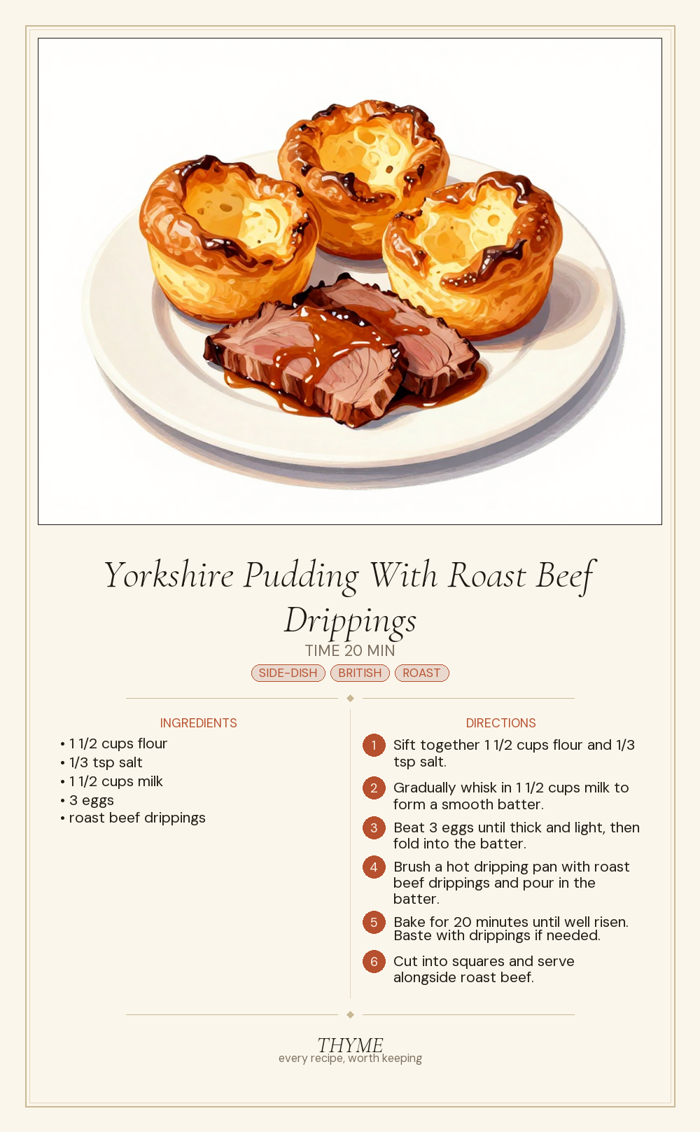 Yorkshire Pudding With Roast Beef Drippings