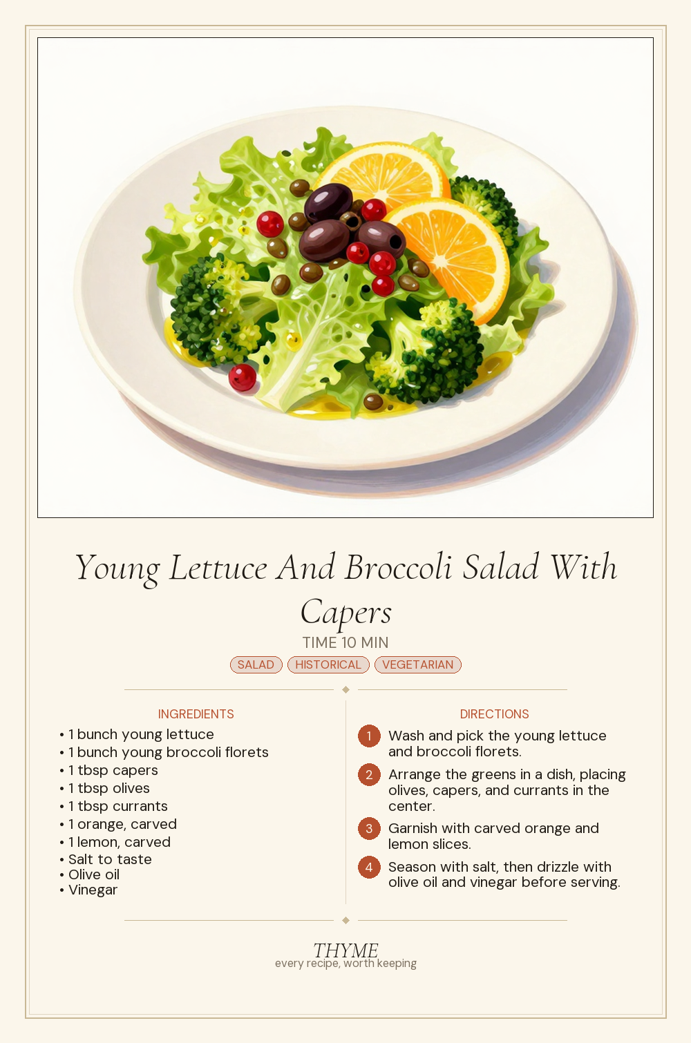Young Lettuce And Broccoli Salad With Capers