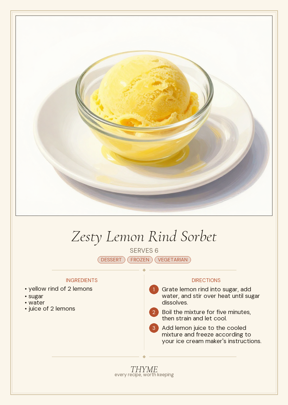 Zesty Lemon Rind Sorbet
