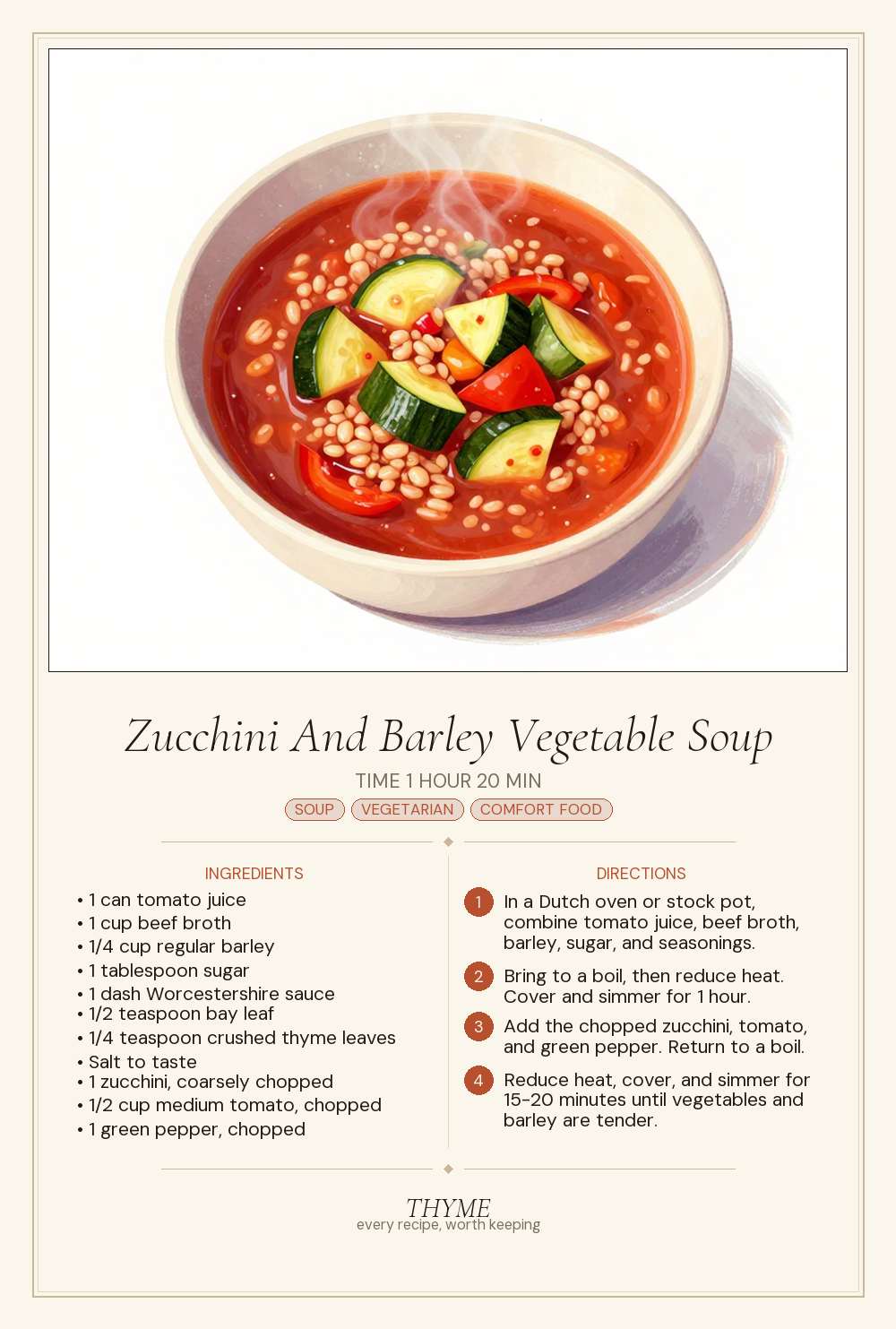 Zucchini And Barley Vegetable Soup