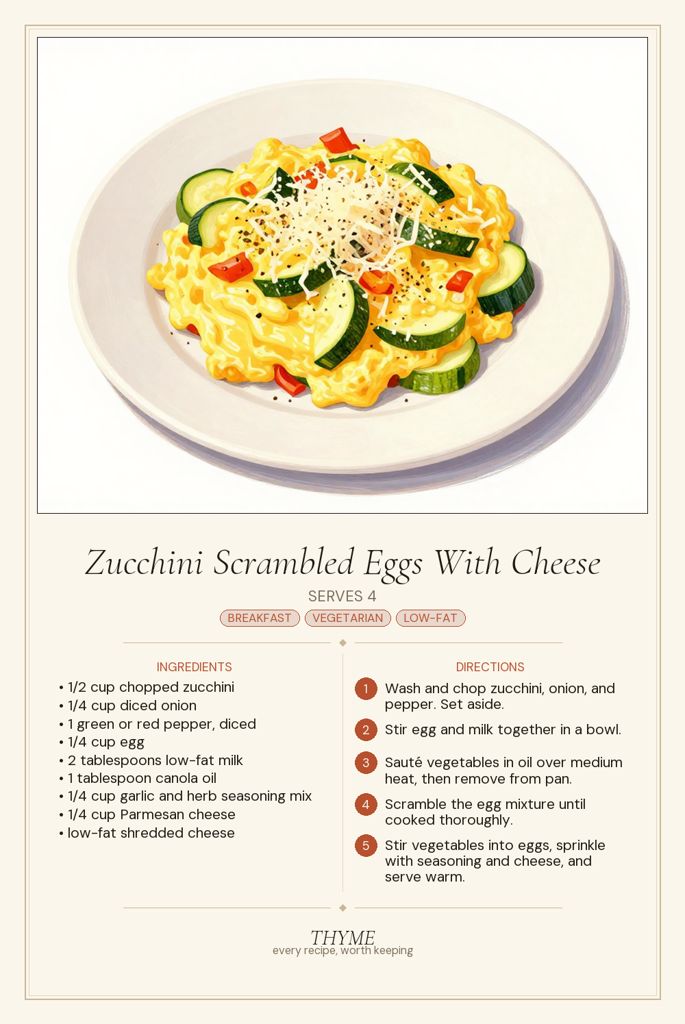 Zucchini Scrambled Eggs With Cheese