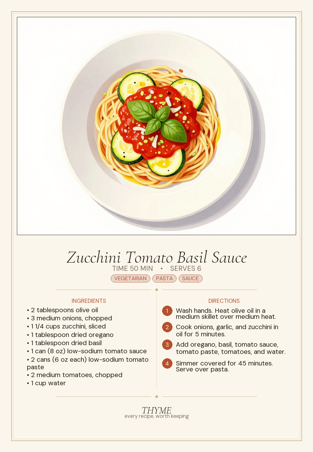Zucchini Tomato Basil Sauce