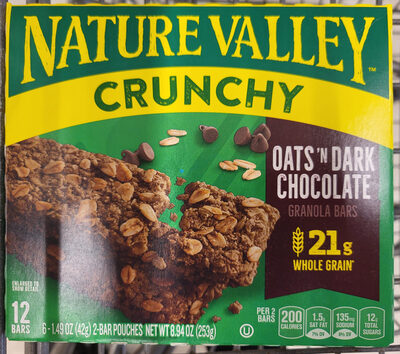Nature valley crunchy oats’n dark chocolate granola bar