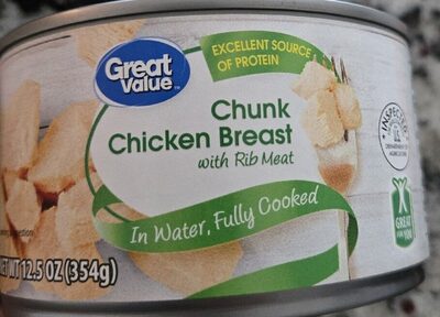 Chunk Chicken Breast with Rib Meat in Water, Fully Cooked