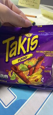 Hot Chili Pepper And Lime Flavored Rolled Corn Tortilla Chips