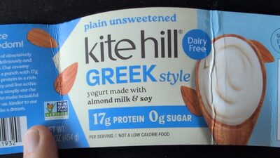 Greek style yogurt made with almond milk & soy